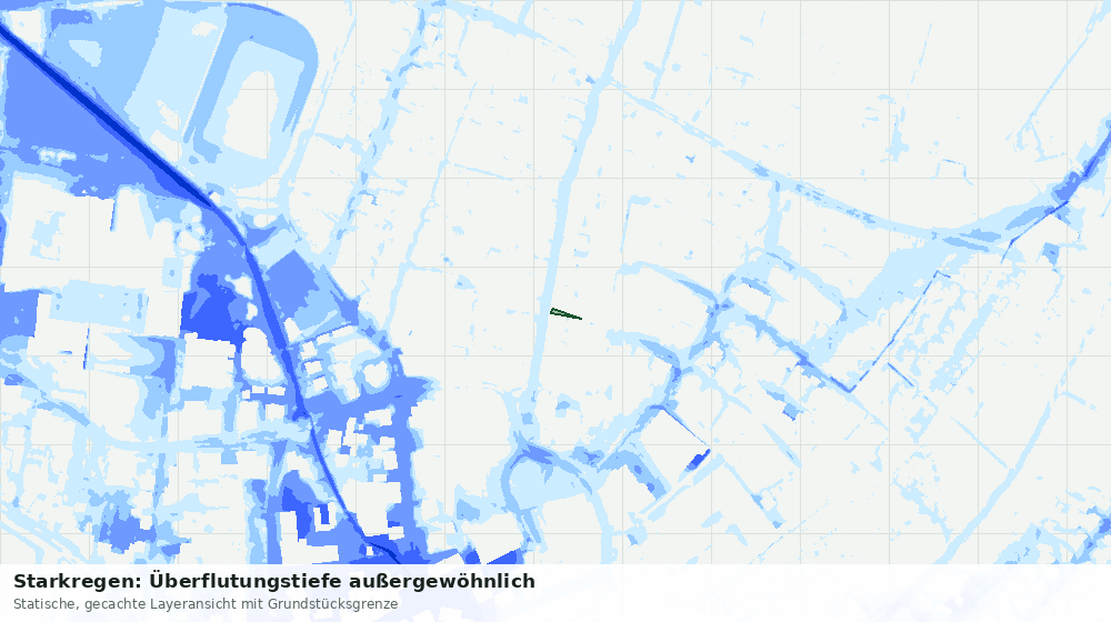 Statische Kartenansicht: Starkregen: Überflutungstiefe außergewöhnlich