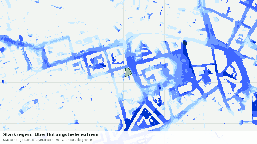 Statische Kartenansicht: Starkregen: Überflutungstiefe extrem