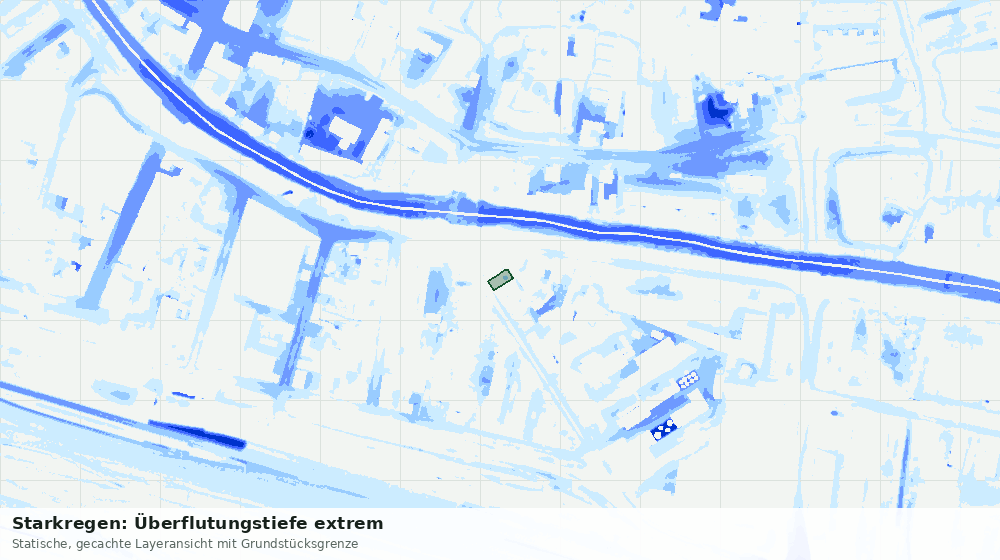 Statische Kartenansicht: Starkregen: Überflutungstiefe extrem