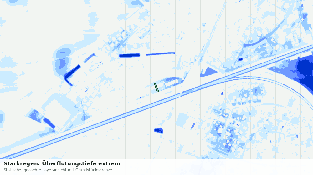 Statische Kartenansicht: Starkregen: Überflutungstiefe extrem