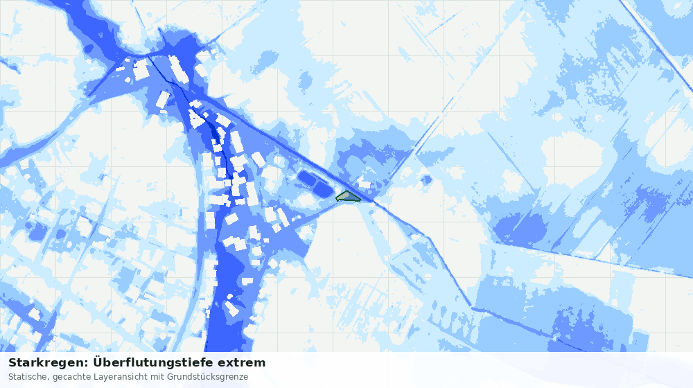 Statische Kartenansicht: Starkregen: Überflutungstiefe extrem