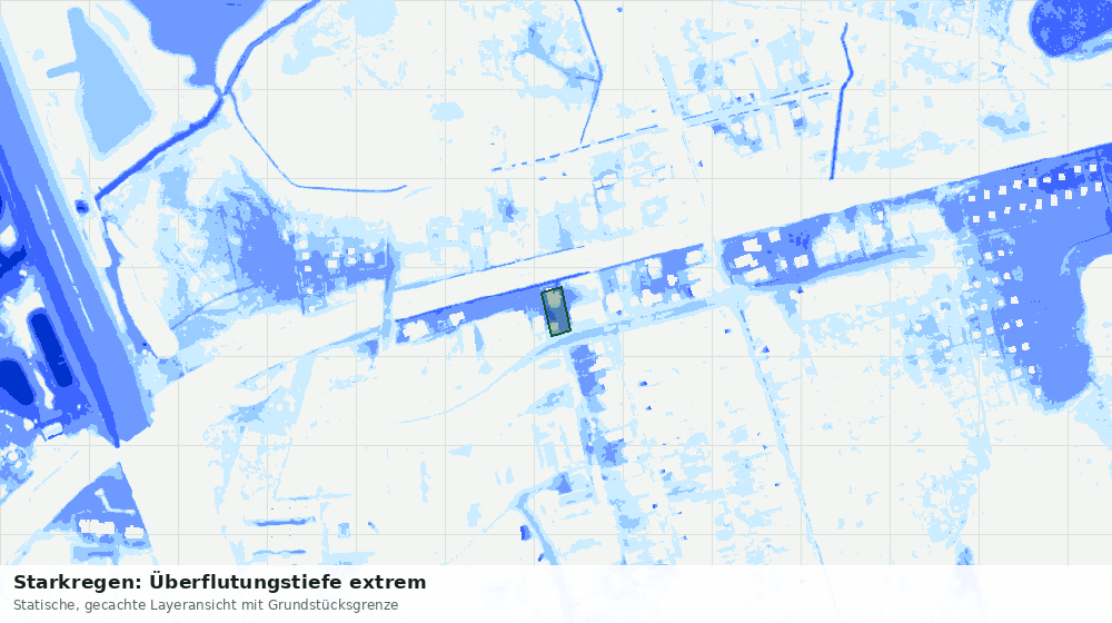 Statische Kartenansicht: Starkregen: Überflutungstiefe extrem