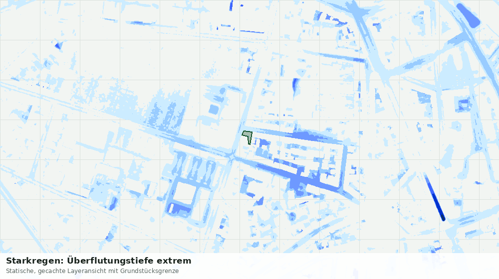 Statische Kartenansicht: Starkregen: Überflutungstiefe extrem