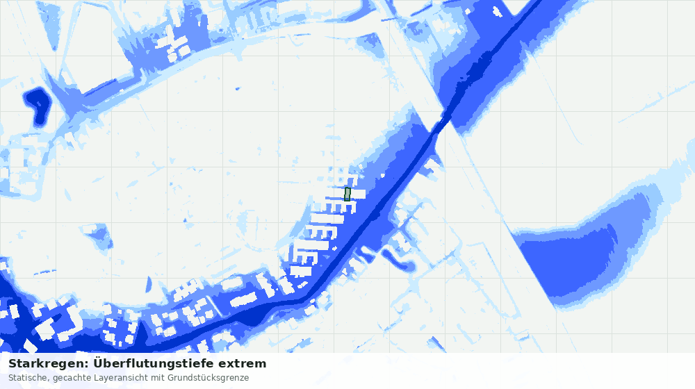 Statische Kartenansicht: Starkregen: Überflutungstiefe extrem