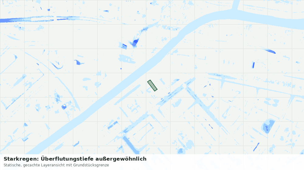 Statische Kartenansicht: Starkregen: Überflutungstiefe außergewöhnlich