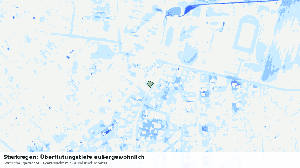 Statische Kartenansicht: Starkregen: Überflutungstiefe außergewöhnlich