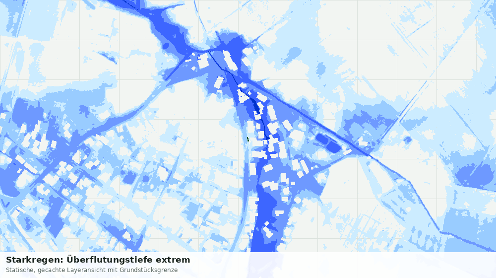 Statische Kartenansicht: Starkregen: Überflutungstiefe extrem
