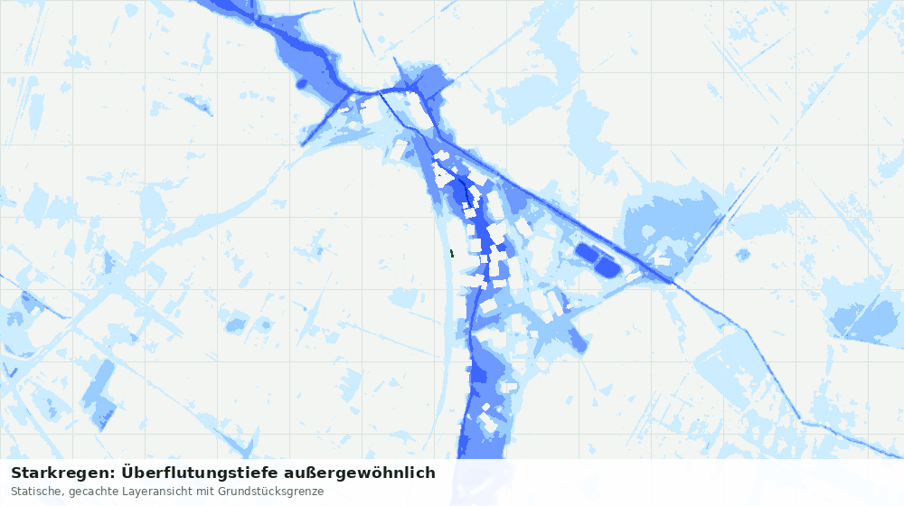 Statische Kartenansicht: Starkregen: Überflutungstiefe außergewöhnlich