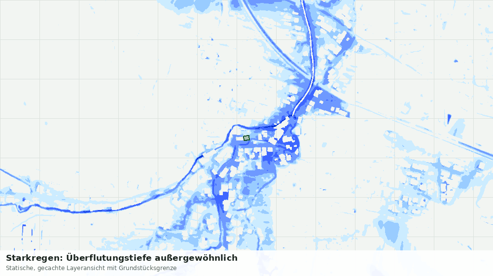 Statische Kartenansicht: Starkregen: Überflutungstiefe außergewöhnlich