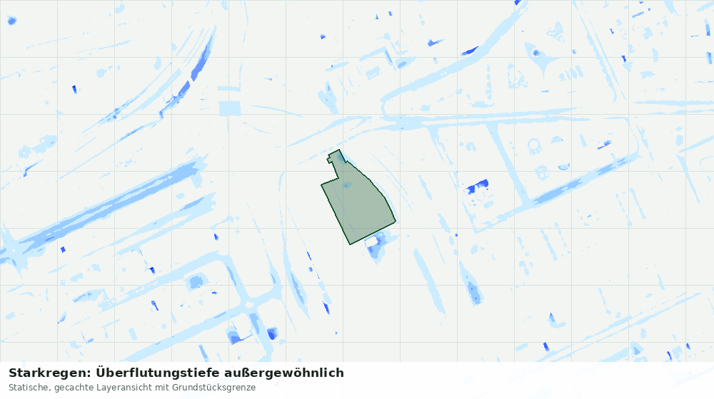 Statische Kartenansicht: Starkregen: Überflutungstiefe außergewöhnlich