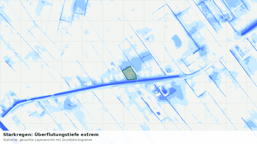 Statische Kartenansicht: Starkregen: Überflutungstiefe extrem