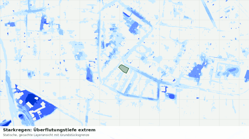 Statische Kartenansicht: Starkregen: Überflutungstiefe extrem