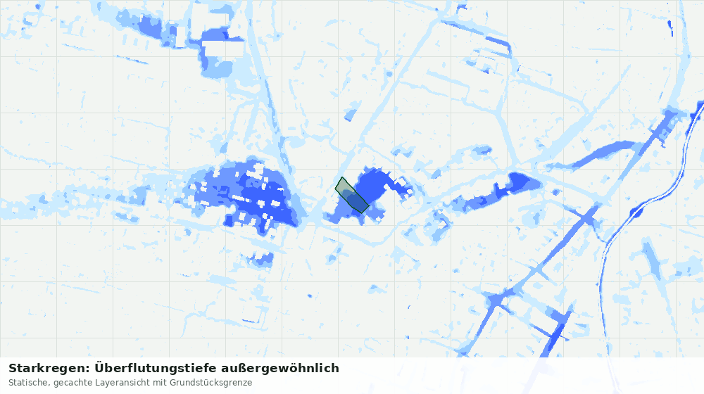 Statische Kartenansicht: Starkregen: Überflutungstiefe außergewöhnlich