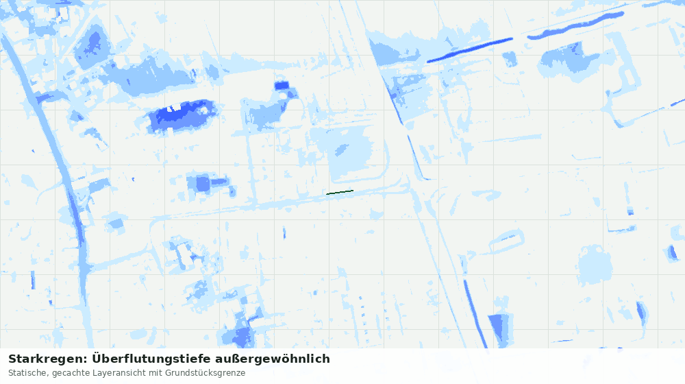 Statische Kartenansicht: Starkregen: Überflutungstiefe außergewöhnlich