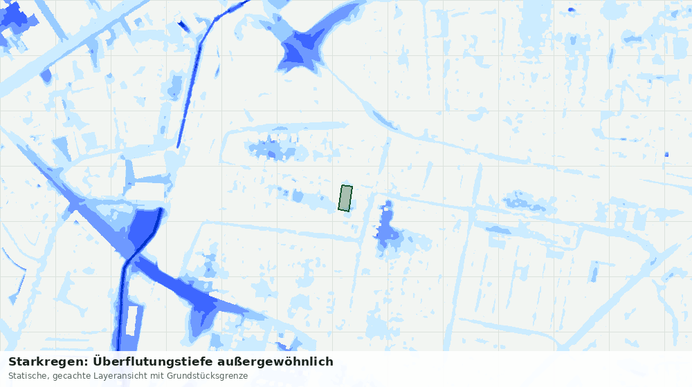 Statische Kartenansicht: Starkregen: Überflutungstiefe außergewöhnlich