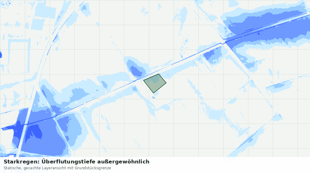 Statische Kartenansicht: Starkregen: Überflutungstiefe außergewöhnlich
