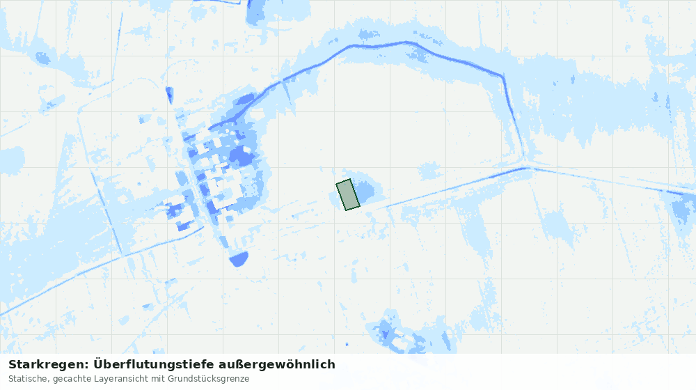 Statische Kartenansicht: Starkregen: Überflutungstiefe außergewöhnlich