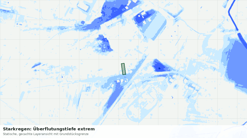 Statische Kartenansicht: Starkregen: Überflutungstiefe extrem