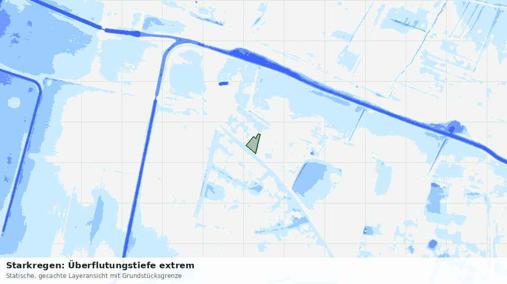Statische Kartenansicht: Starkregen: Überflutungstiefe extrem