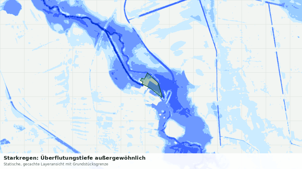 Statische Kartenansicht: Starkregen: Überflutungstiefe außergewöhnlich