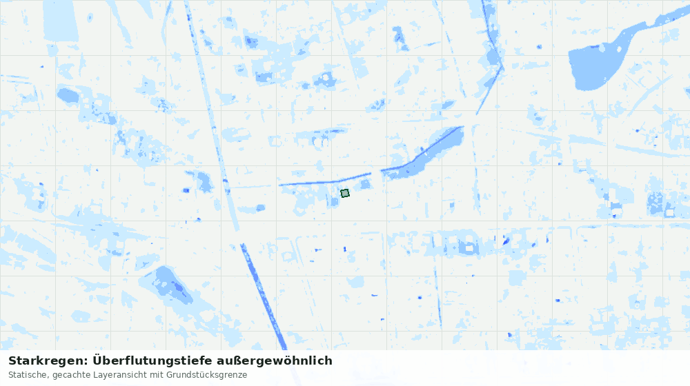 Statische Kartenansicht: Starkregen: Überflutungstiefe außergewöhnlich