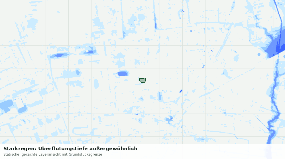 Statische Kartenansicht: Starkregen: Überflutungstiefe außergewöhnlich