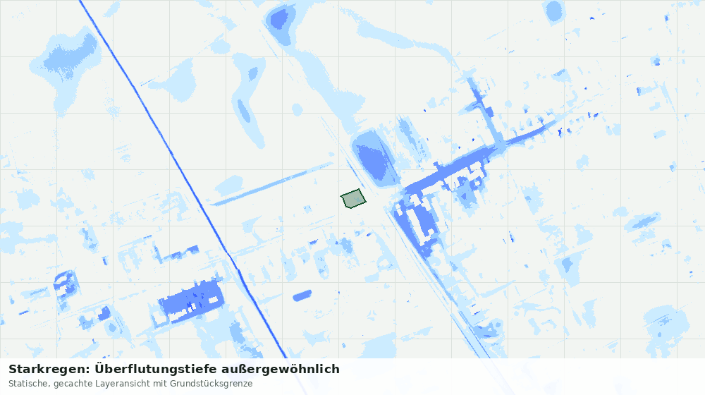 Statische Kartenansicht: Starkregen: Überflutungstiefe außergewöhnlich