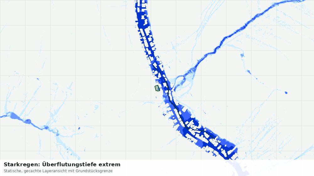 Statische Kartenansicht: Starkregen: Überflutungstiefe extrem