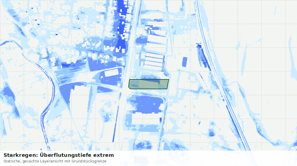 Statische Kartenansicht: Starkregen: Überflutungstiefe extrem
