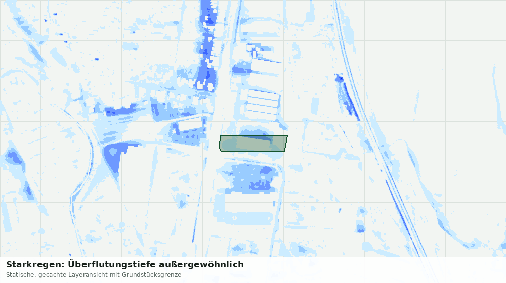 Statische Kartenansicht: Starkregen: Überflutungstiefe außergewöhnlich