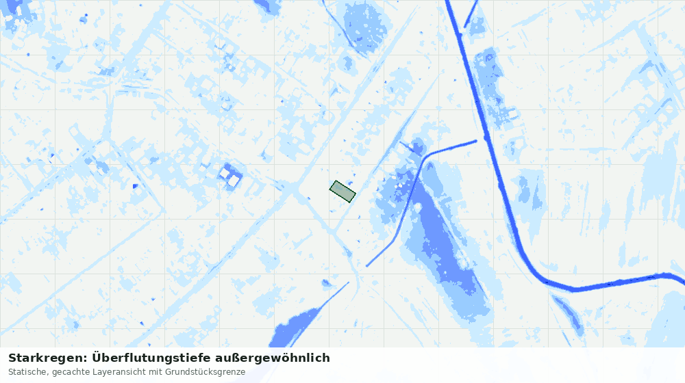 Statische Kartenansicht: Starkregen: Überflutungstiefe außergewöhnlich