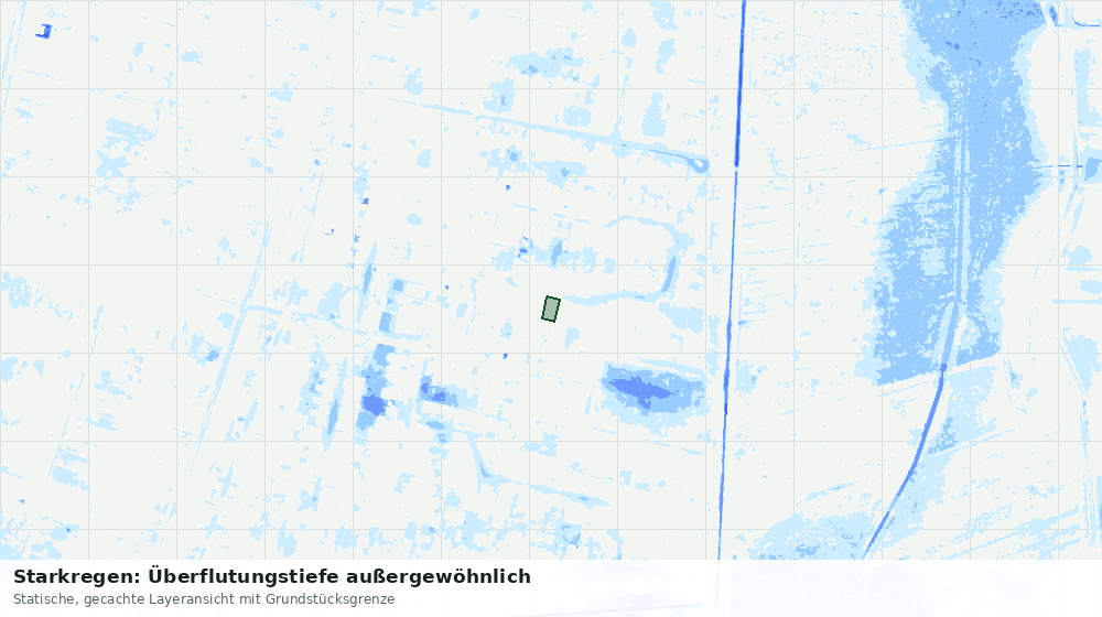 Statische Kartenansicht: Starkregen: Überflutungstiefe außergewöhnlich