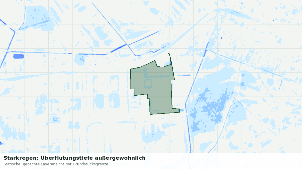 Statische Kartenansicht: Starkregen: Überflutungstiefe außergewöhnlich