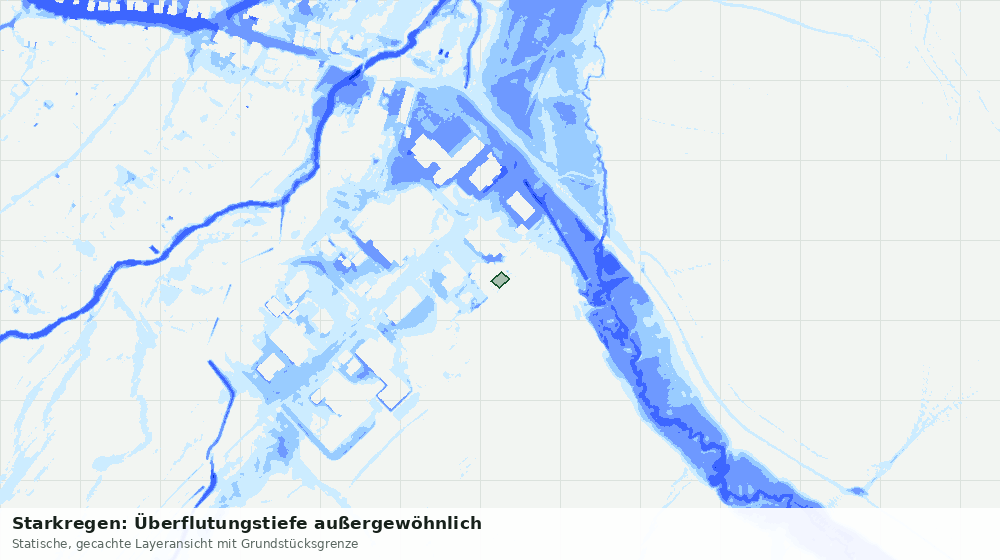 Statische Kartenansicht: Starkregen: Überflutungstiefe außergewöhnlich