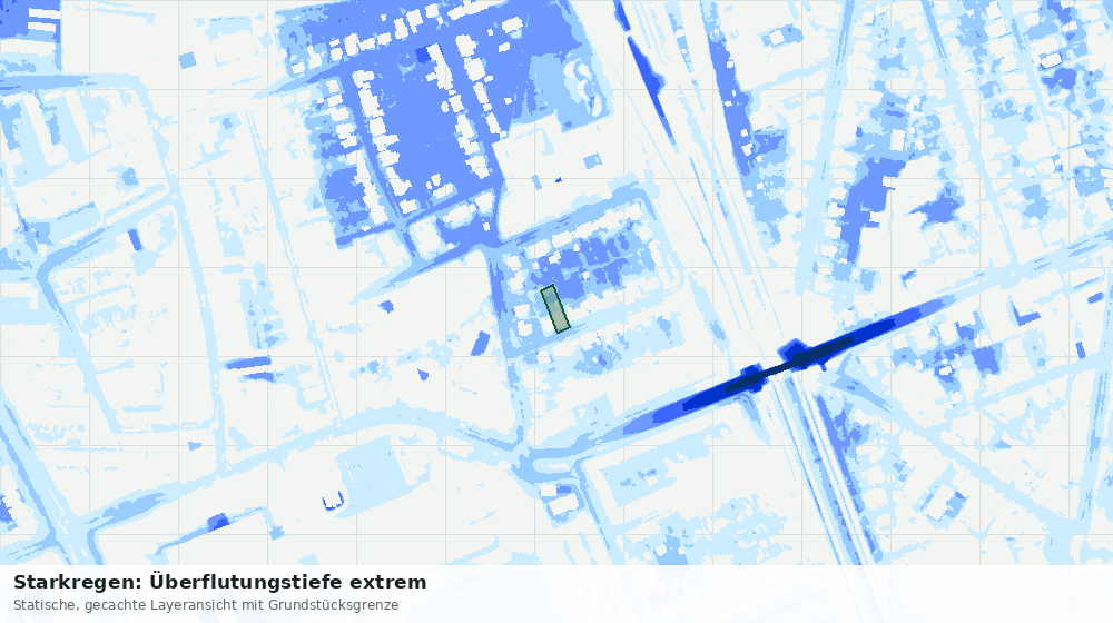 Statische Kartenansicht: Starkregen: Überflutungstiefe extrem