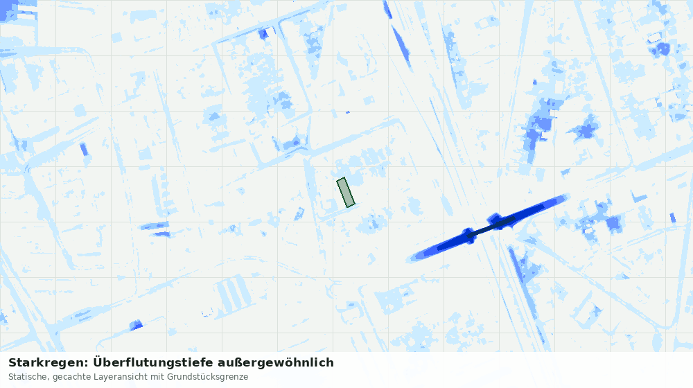 Statische Kartenansicht: Starkregen: Überflutungstiefe außergewöhnlich