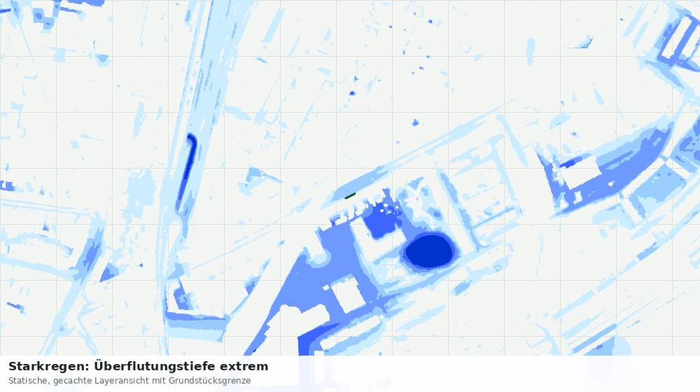 Statische Kartenansicht: Starkregen: Überflutungstiefe extrem