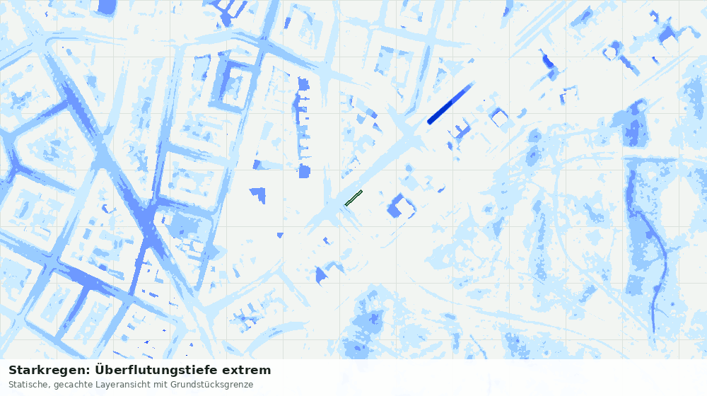 Statische Kartenansicht: Starkregen: Überflutungstiefe extrem