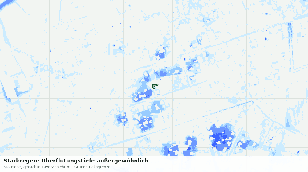 Statische Kartenansicht: Starkregen: Überflutungstiefe außergewöhnlich
