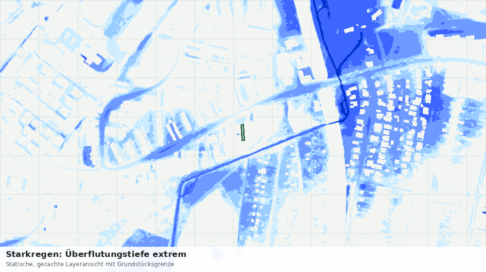 Statische Kartenansicht: Starkregen: Überflutungstiefe extrem