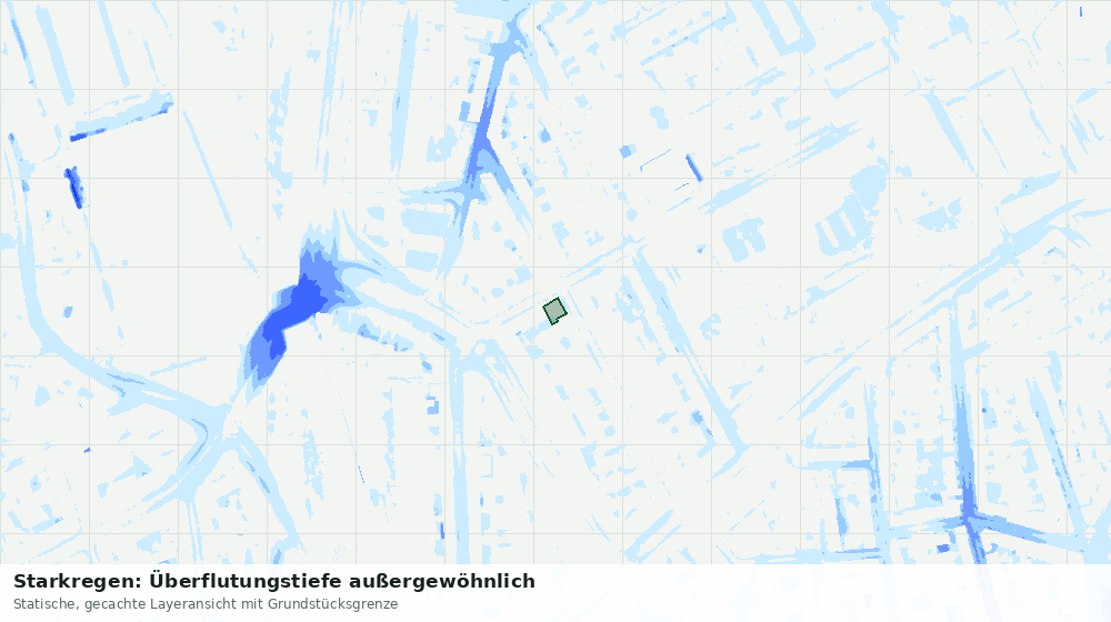 Statische Kartenansicht: Starkregen: Überflutungstiefe außergewöhnlich
