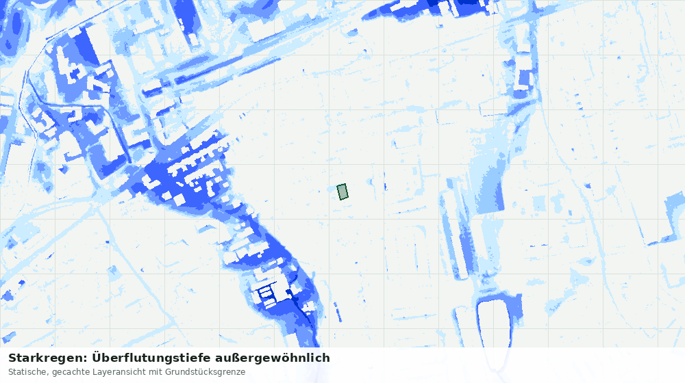 Statische Kartenansicht: Starkregen: Überflutungstiefe außergewöhnlich