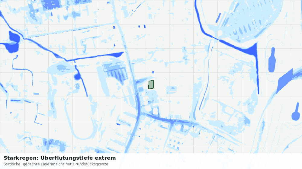 Statische Kartenansicht: Starkregen: Überflutungstiefe extrem