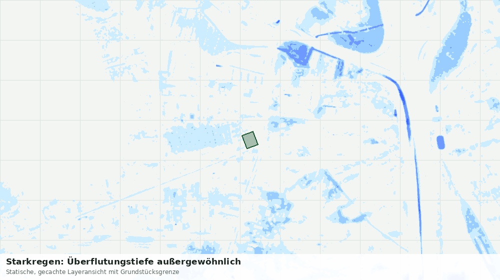 Statische Kartenansicht: Starkregen: Überflutungstiefe außergewöhnlich