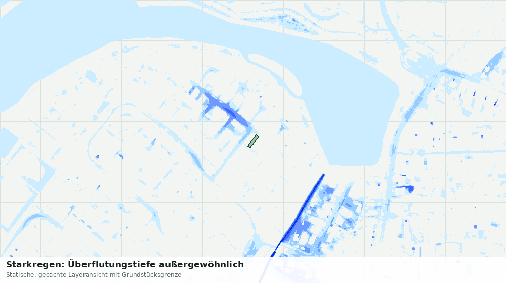 Statische Kartenansicht: Starkregen: Überflutungstiefe außergewöhnlich