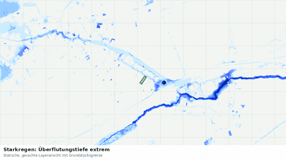 Statische Kartenansicht: Starkregen: Überflutungstiefe extrem