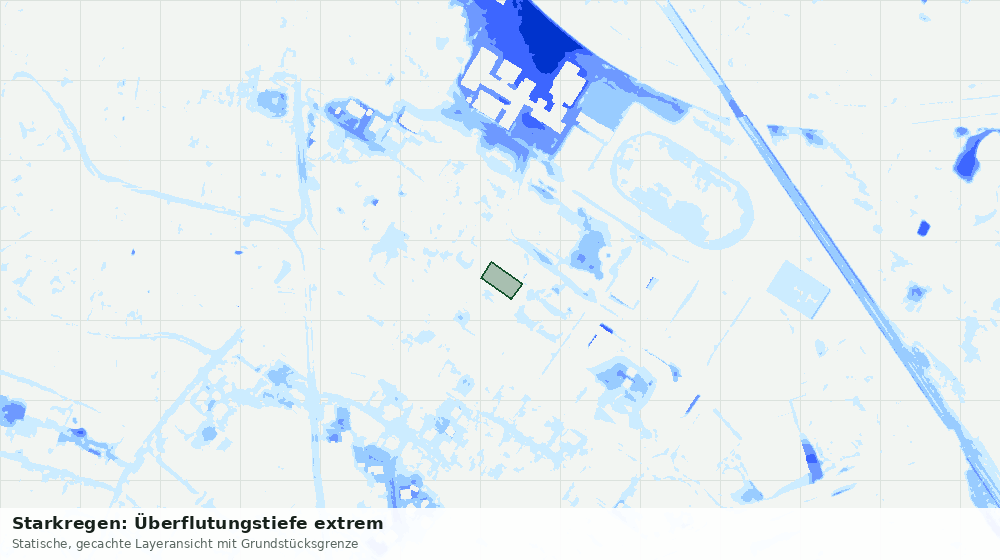 Statische Kartenansicht: Starkregen: Überflutungstiefe extrem