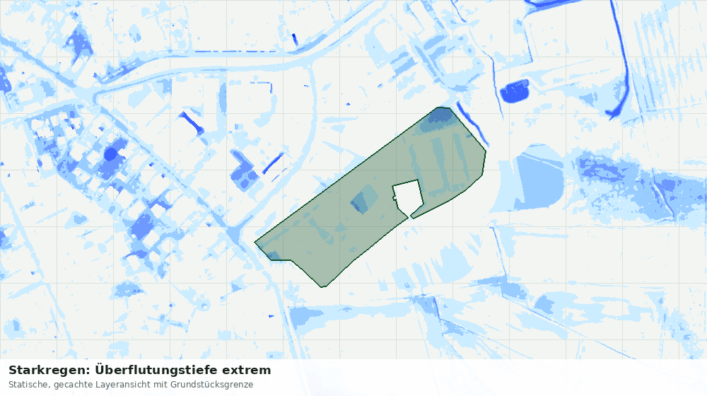 Statische Kartenansicht: Starkregen: Überflutungstiefe extrem