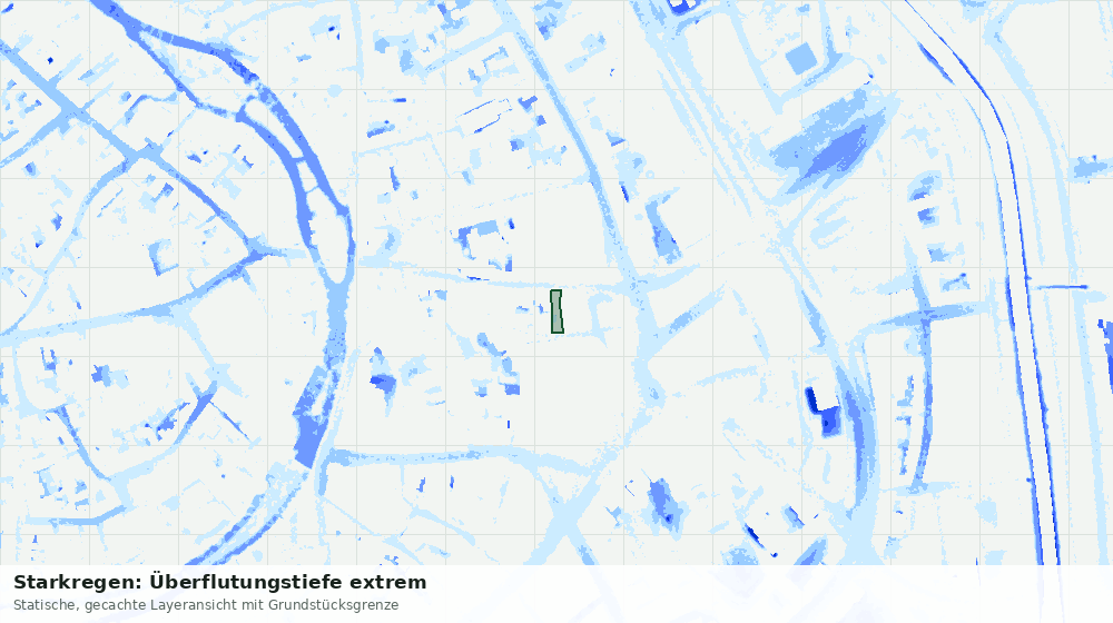 Statische Kartenansicht: Starkregen: Überflutungstiefe extrem