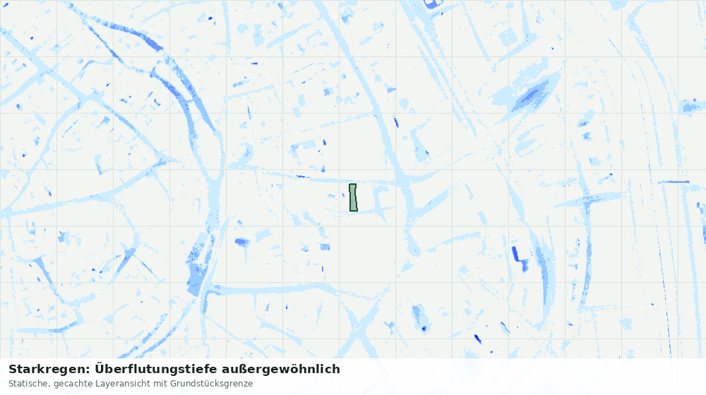 Statische Kartenansicht: Starkregen: Überflutungstiefe außergewöhnlich